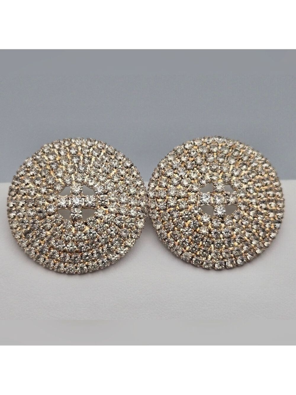 Vintage Statement Pavé Rhinestone Stud Earrings Clear Crystal Wedding Bridal